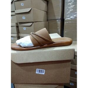 Italian Shoemakers Sandals Slides Brown Beaded Size 9